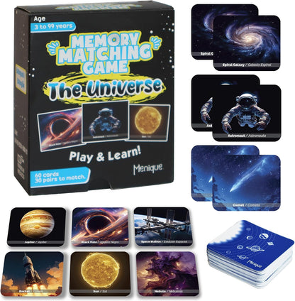Menique Explore the World Memory Matching Game – Geography Game with 100 Photo Cards, 50 Countries, Flags & Landmarks – Travel Card Game with Educational Booklet, Ages 3+
