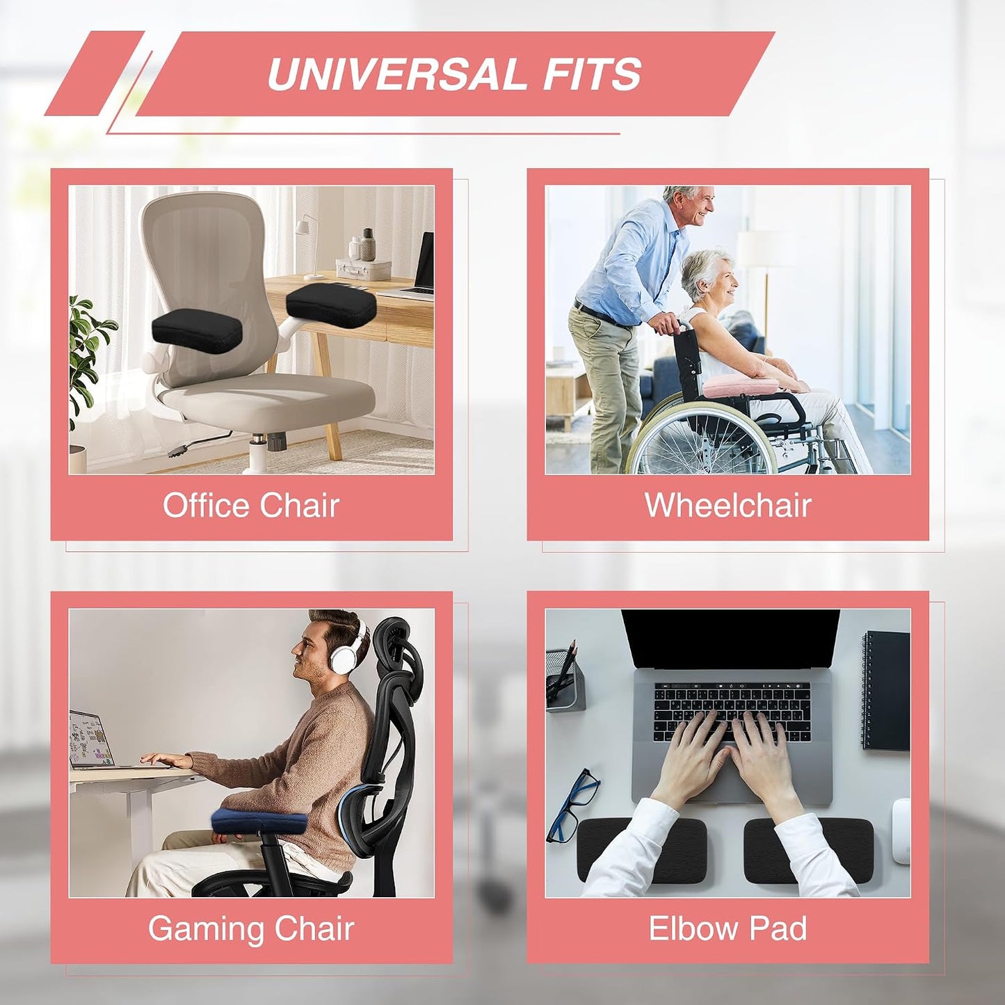 SPRING SEAON Desk & Office Chair Arm Pads Covers Fuzzy Memory Foam Pads | Office Chair Arm Cushion,Cushioning For Elbows, Soft Short Fuzzy Surface, Fits Most Office And Gaming & Computer Chairs Arm