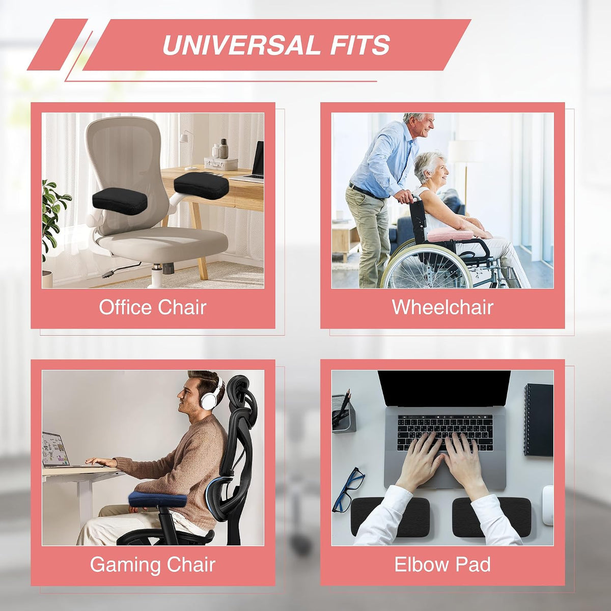 SPRING SEAON Desk & Office Chair Arm Pads Covers Fuzzy Memory Foam Pads