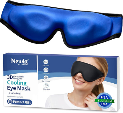 Cooling Gel Eye Mask for Puffy Eyes, Larger Full-Eye Contour Cold Compress | Ice-Cold Gel Therapy, Forehead & Upper Cheek Cooling Relief, Reusable Ice Pack for Eyes, FSA Eligible Items HSA, Black