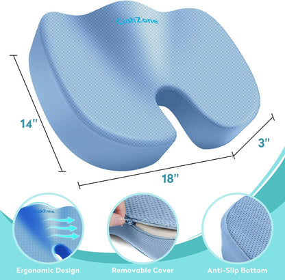 Gel Seat Cushion, Cooling Memory Foam Cushion for Office Chair, Black