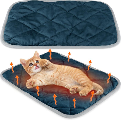 2 Pack Self Heating Cat Mat Self Warming Pet Pads Washable Kennel Mat Dog Crate Pad Reflects Body Heat Non Skid Cat Thermal Pads for Puppy Indoor Outdoor(Black,16 x 20 Inches)