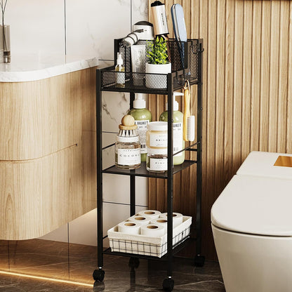 Metal Hair Tool Organizer Wall Mounted, Hair Dryer Holder Basket Storage | Hair Straightener Styling Tools Holder Wall Mount, Bathroom Sink Organizer Countertop for Vanity Makeup Brush, Black