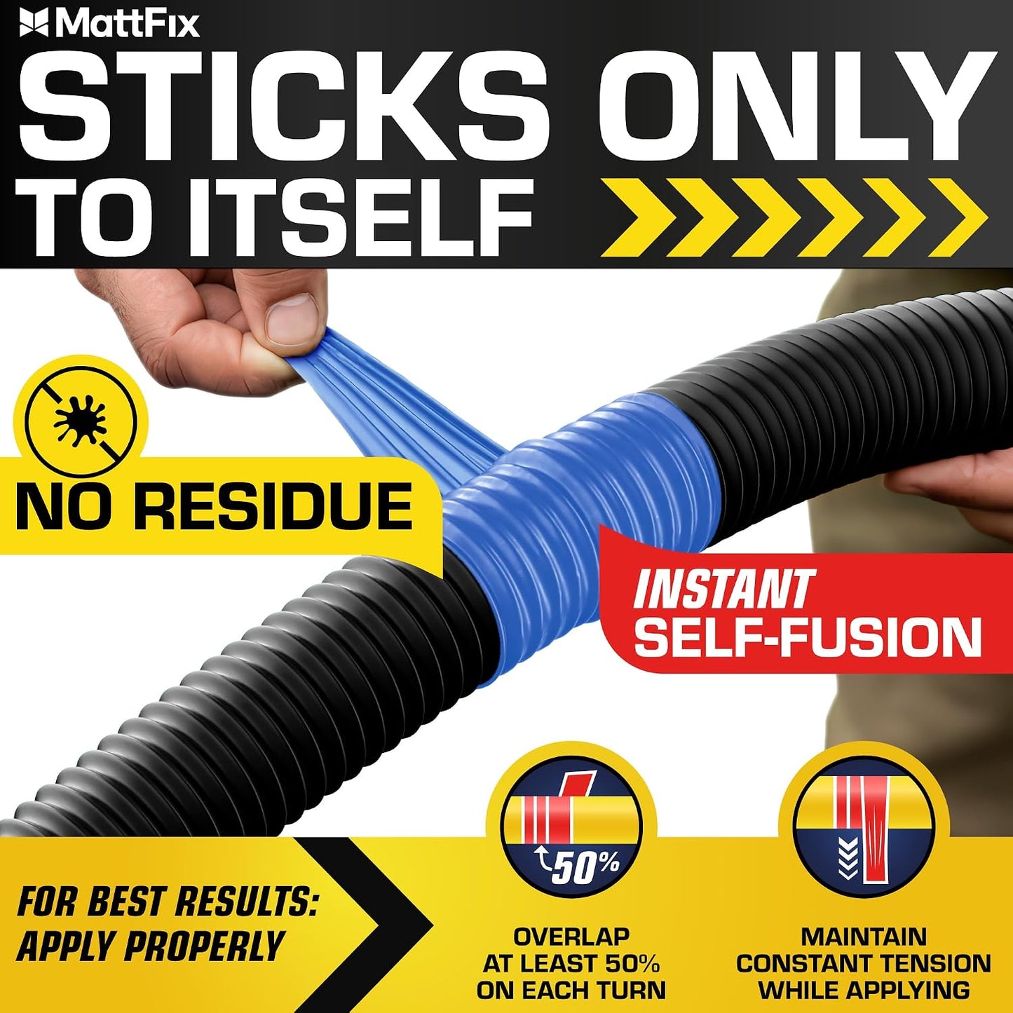 Self Fusing Silicone Tape – 1"x10’ – Waterproof Tape for Emergency Repairs | Weatherproof, Heat and Chemical-resistant – For Plumbing, Pipes and Hoses repairs, Automotive, Electrical & Outdoor Use