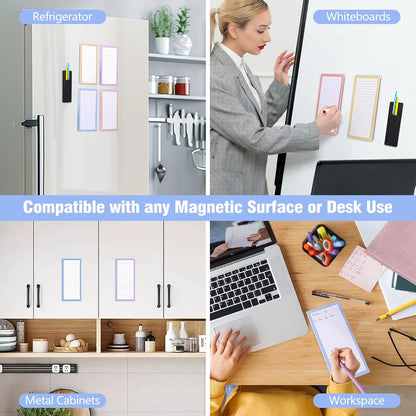 Thboxes 4 Pack Magnetic Note Pad for Fridge with Pen Holder, Totally 200 Sheets Grocery List Magnet Pad for Refrigerator Magnetic Shopping List Pad（Fruit Design） | Full-Back Magnet, 80Gsm FSC-certified Paper, School Office Home Supplies Grocery List