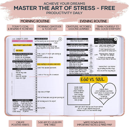 Freedom Mastery Daily Journal of Gratitude, Productivity & Habit Tracker | Undated 90-Day Planner with Daily Reflection, Mindfulness, Positivity, Vision Board & Stickers, Gratitude Journal for Women