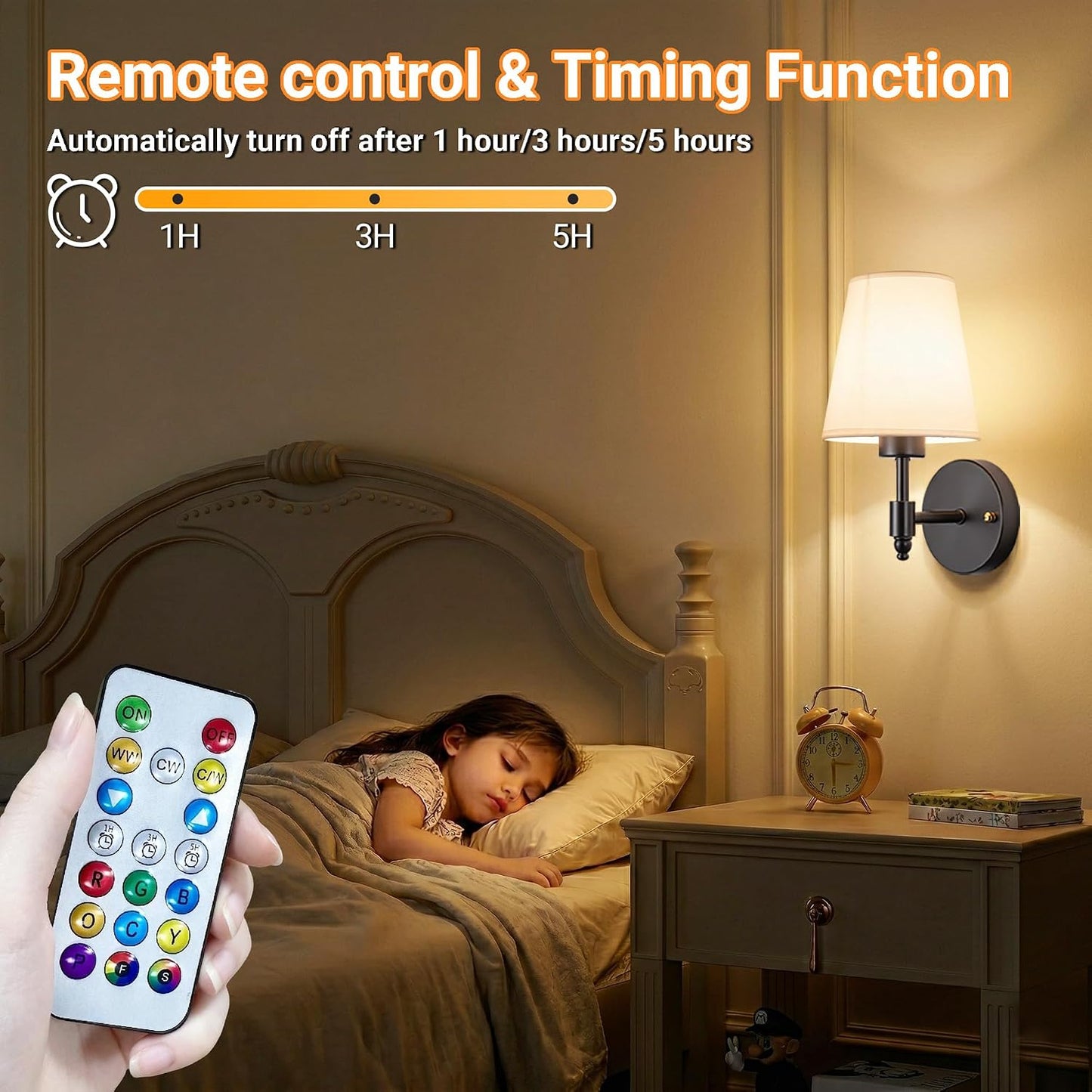 Battery Operated Wall Sconces Set Of Two, Wireless Battery Wall Light With 10000mAh RGB Rechargeable Magnetic Bulb, Rechargeable Wall Sconce With Remote Control For Bedroom, No Electrician Required