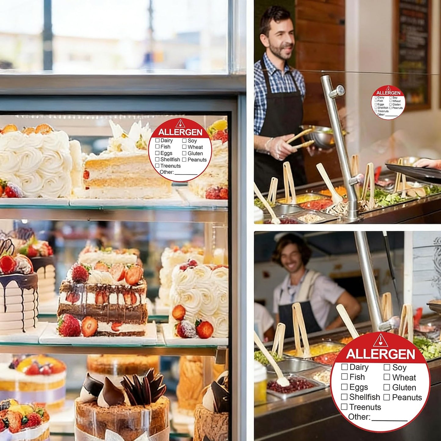 Allergen Allergy Warning Labels Sticker Red Adhesive Allergies Stickers | 2 Inch Fluorescent Food Rotation Labels Food Allergy Warning Circle Dots Label for Grocery Stores,Food Packaging 500 Pcs