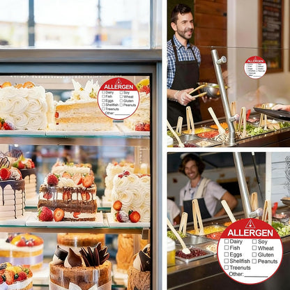 Allergen Allergy Warning Labels Sticker Red Adhesive Allergies Stickers | 2 Inch Fluorescent Food Rotation Labels Food Allergy Warning Circle Dots Label for Grocery Stores,Food Packaging 500 Pcs
