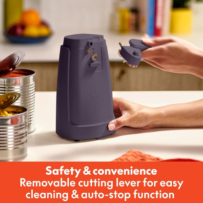bella Automatic Can Opener, Hands Free, Battery Operated, Cordless, Stainless steel blade to open any Size Can with Magnet to Safely Remove Lid, Seamless Opening Decreases Sharp Edges, Slate