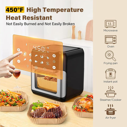 Air Fryer Liners Disposable 125 Pcs, 8 Inch Paper for 5-8 QT Air Fryers | Square Unbleached Parchment Paper, Non-Stick, Greaseproof for Baking, Roasting, Microwave, Oven, Airfryer Basket Accessories