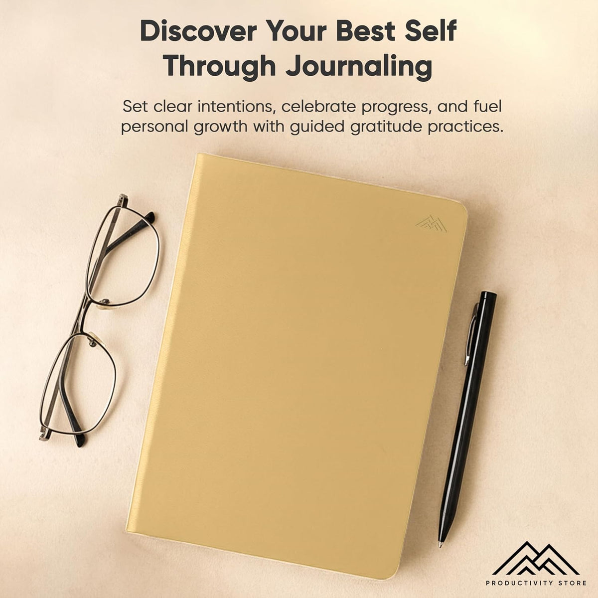Gratitude & Self-Care Journal - Guided Mindfulness & Mental Health Journal All-in-One with Prompts for Self Discovery - Daily Journal for Men & Women (A5, Black) - PRODUCTIVITY STORE