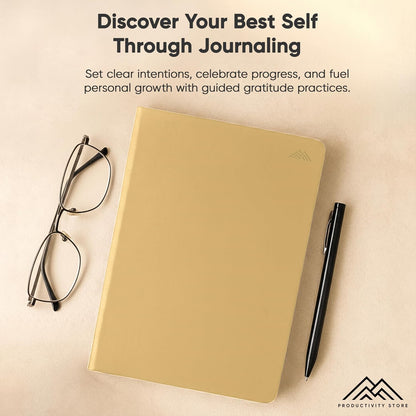 Gratitude & Self-Care Journal - Guided Mindfulness & Mental Health Journal All-in-One with Prompts for Self Discovery - Daily Journal for Men & Women (A5, Black) - PRODUCTIVITY STORE