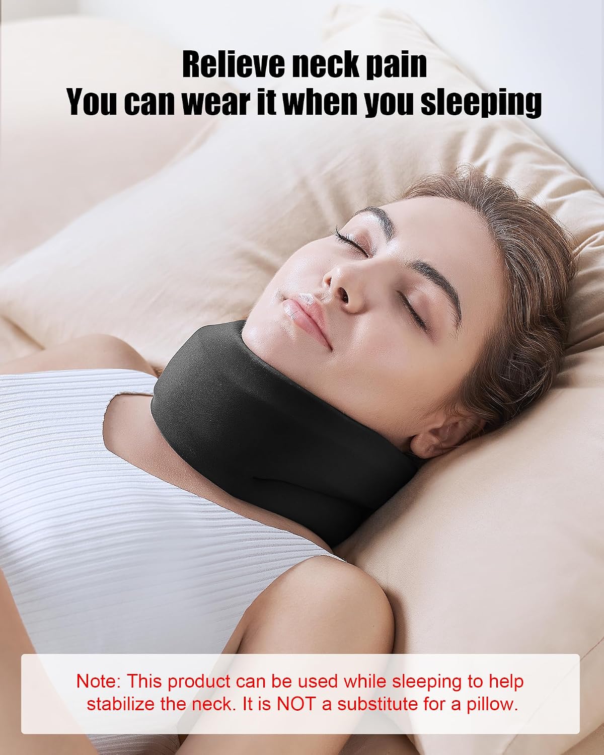 Neck Brace for Sleeping - Cervical Collar Relief Neck Pain and Neck Support Soft Foam Wraps Keep Vertebrae Stable for Relief of Cervical Spine Pressure for Women & Men Rose Pink Large Size