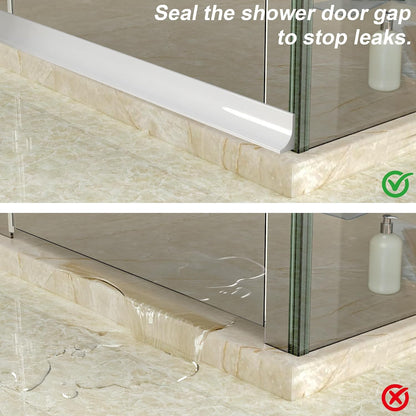 39" Shower Threshold Water Dam Silicone Shower Water Guard Collapsible Shower Door Bottom Seal Shower Splash Guard for Wet and Dry Separation