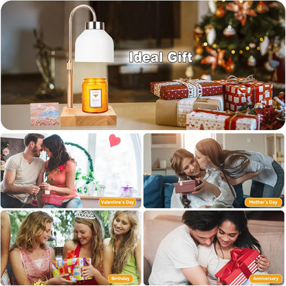 Candle Warmer Lamp with 3 Bulbs, Adjustable Height Dimmable Candle Warmer with Timer, Candle Lamp with Charming Gift Box Ribbon,Birthday Gifts for Women Mom, House Warming Gifts New Home Decor