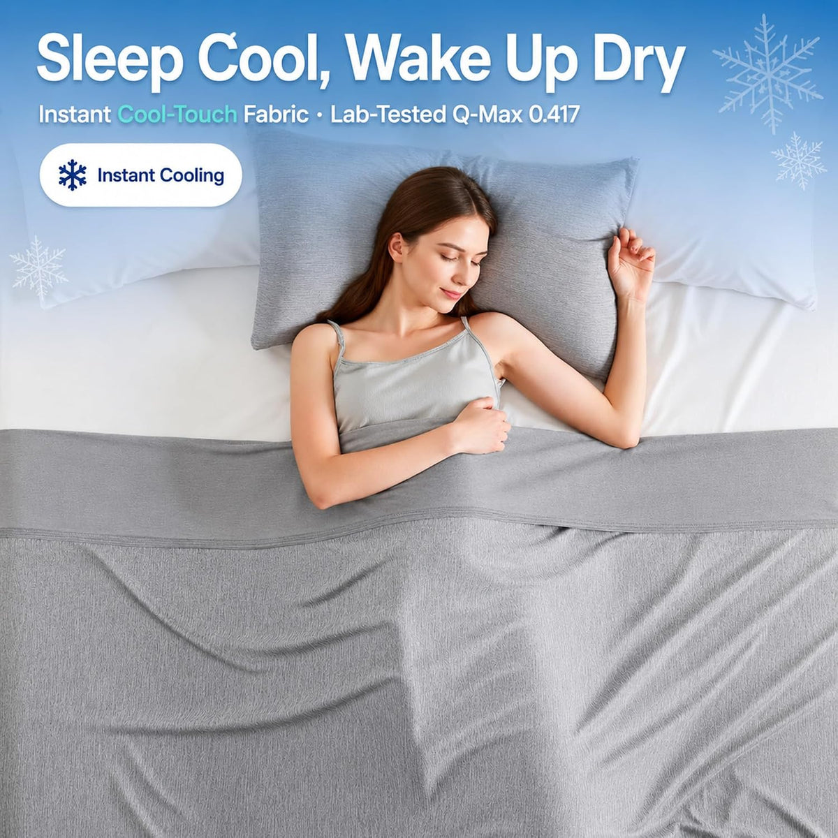 Cooling Blanket Queen Size for Hot Sleepers, Q-Max >0.4, 90 x 90 Inch, Grey