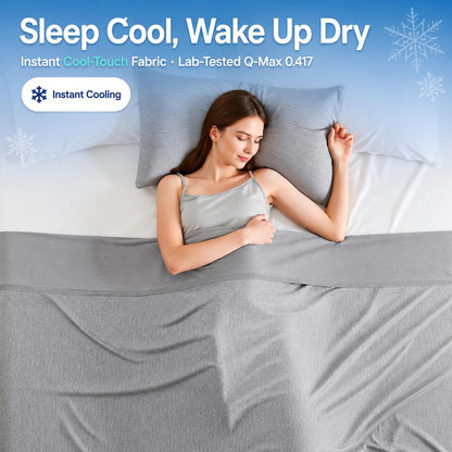 Cooling Blanket Queen Size for Hot Sleepers, Q-Max >0.4, 90 x 90 Inch, Grey