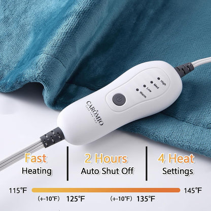 CAROMIO Massaging Heating Pad for Back Pain Relief, Neck and Shoulders