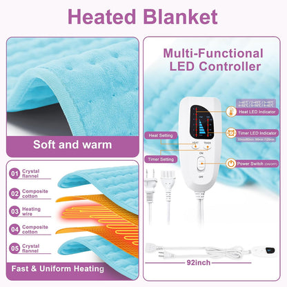 Heating Pad,Heated Blanket,Heating Pad for Back Neck,Grey,24x12 Inch | Electric Heating Pad,Dry/Moist Heat Heating Pads,Heating Pads for Shoulder,Abdomen,Heat Pad for Women Men,Birthday Gift
