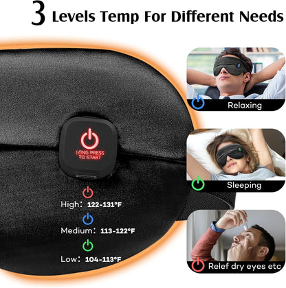 YFONG Cordless Heated Eye Mask for Dry Eyes, Warm Eye Compress, Black