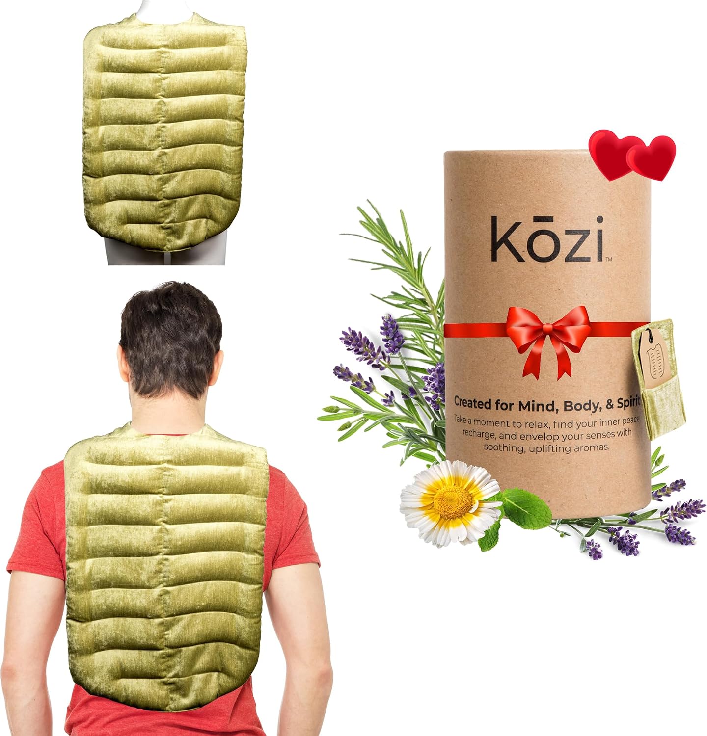 Kozi Weighted Heating Pad Microwavable|Hot & Cold Aromatherapy Neck and Back wrap|Moist Heat for Cramps, Muscles, Joints, Back, Neck and Shoulders, Heat Compress Pillow
