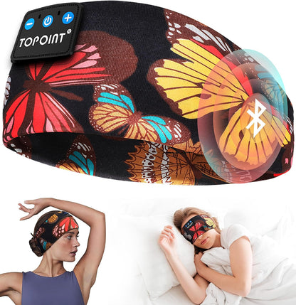 TOPOINT Sleep Headphones Headband Bluetooth 5.4, Sports Headband Earphones Sleeping Bluetooth Wireless with USB C for Women Men Sports Gifts Workout Jogging Yoga Insomnia Air Travel Meditation