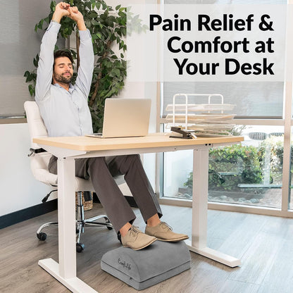 ComfiLife Foot Rest for Under Desk at Work – Adjustable Height Memory Foam Foot Stool for Under Desk, Office Chair & Gaming Chair – Ergonomic Footrest for Back & Hip Pain Relief (Black)