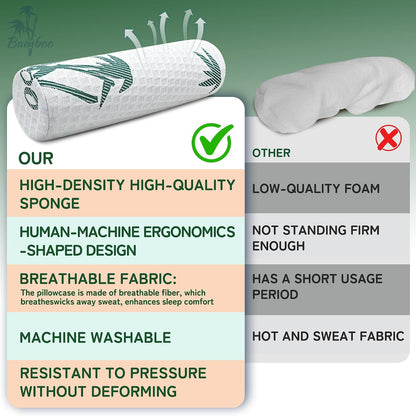 Asatdd Neck Roll Pillow, 2 Pack Foam Cervical Roll Pillow with Breathable Cover for Office Chair, Recliner Rest, and Home and Travel Use, 4" x 17"