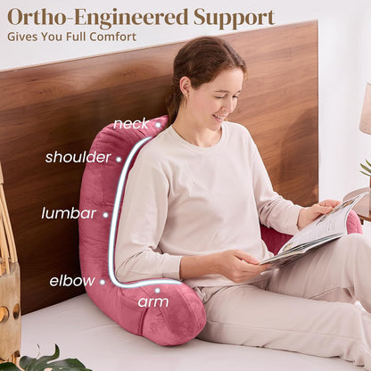 Sasttie Reading Pillows for Sitting in Bed Adult, Back Pillow Bed Sitting Up, Back-Rest Support Cushion for Sit Up on Couch, Sofa, and Floor, Dorm Essentials, Oeko-Tex Certified, Dark Grey