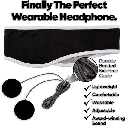 CozyPhones Sleep Headphones - Over Ear Headphones from Ultra Thin Cool Mesh Wired for Side Sleepers, Meditation, Running, Laptop, and Phone - White