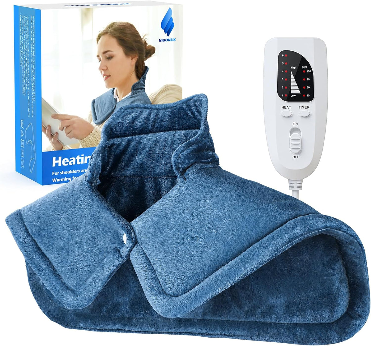 NIUONSIX Heating Pad for Neck Shoulders and Back, 2lb Weighted Heat Wrap