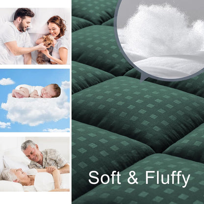 HYLEORY Queen Mattress Pad Quilted Fitted Mattress Protector Cooling Pillow Top Mattress Cover Breathable Fluffy Soft Mattress Topper with 8-21" Deep Pocket, Dark Grey