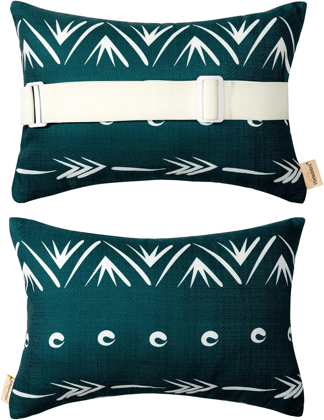 Outdoor Neck Pillow for Recliner,Patio Chaise Lounge Waterproof Headrest Pillow with Adjustable Elastic Stripe,Small Pillows Attachment for Office Chair,Car Seat Head or Lumbar, Navy Blue 2Pack