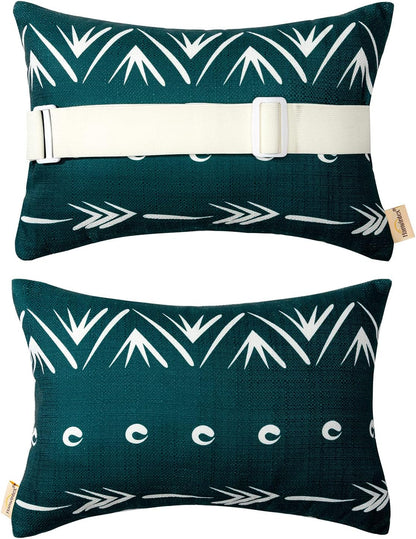 Outdoor Neck Pillow for Recliner,Patio Chaise Lounge Waterproof Headrest Pillow with Adjustable Elastic Stripe,Small Pillows Attachment for Office Chair,Car Seat Head or Lumbar, Navy Blue 2Pack