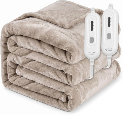Tefici Heated Blanket Throw,Ultra Soft 2-Layer Flannel Electric Blanket