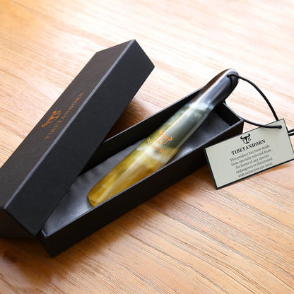 Handcrafted Natural Tibetan Yak Horn Shoe Horn(8.7" to 9.4") | Shoe Spoon for Men Women, Travel Size Shoe Helper for Boots and All Shoes, with Gift Box
