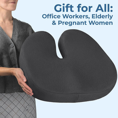 5 STARS UNITED Seat Cushion - Memory Foam Chair Cushion for Tailbone Pain Relief - Ergonomic Support for Coccyx, Sciatica & Butt - Office, Desk & Gaming Chair, Car Seat, Wheelchair, Airplane, Black