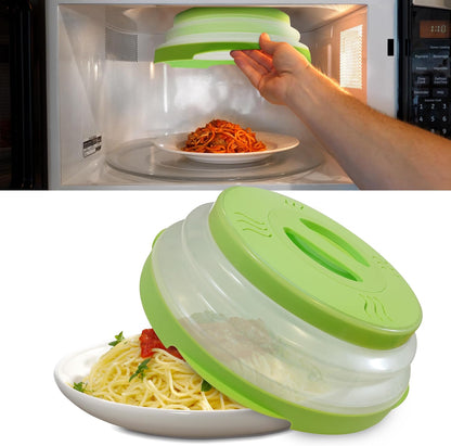 HOVER COVER Magnetic Microwave Splatter Cover - 12-Inch Collapsible - Gray | High Power, Stronger Magnetic Grip, BPA-Free Lid, Vented Plate Guard with Steam Vents, Dishwasher Safe, Space-Saving Storage
