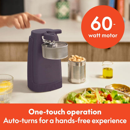 bella Automatic Can Opener, Hands Free, Battery Operated, Cordless, Stainless steel blade to open any Size Can with Magnet to Safely Remove Lid, Seamless Opening Decreases Sharp Edges, Slate