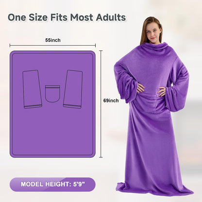 IFNOW Fleece Wearable Blanket with Sleeves, Oversized Snuggle Robe