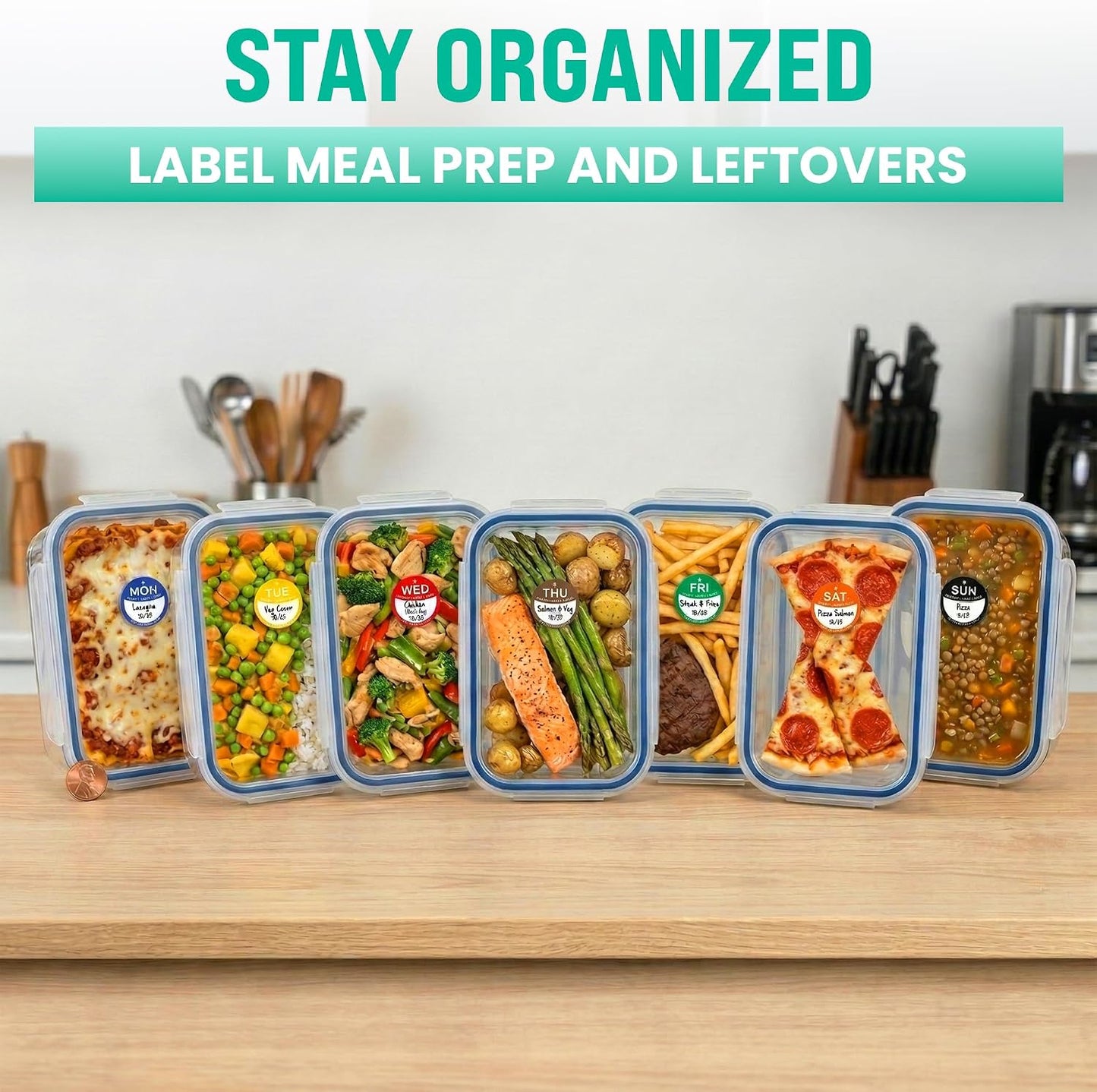 Date Stickers for Food - Day of the Week Day Dots Removable Food Labels, 1" Date Dot Stickers for Food Containers, 7000 Labels with Dispenser Box | 1" Date Dot Stickers for Food Containers, 7000 Labels with Dispenser Box
