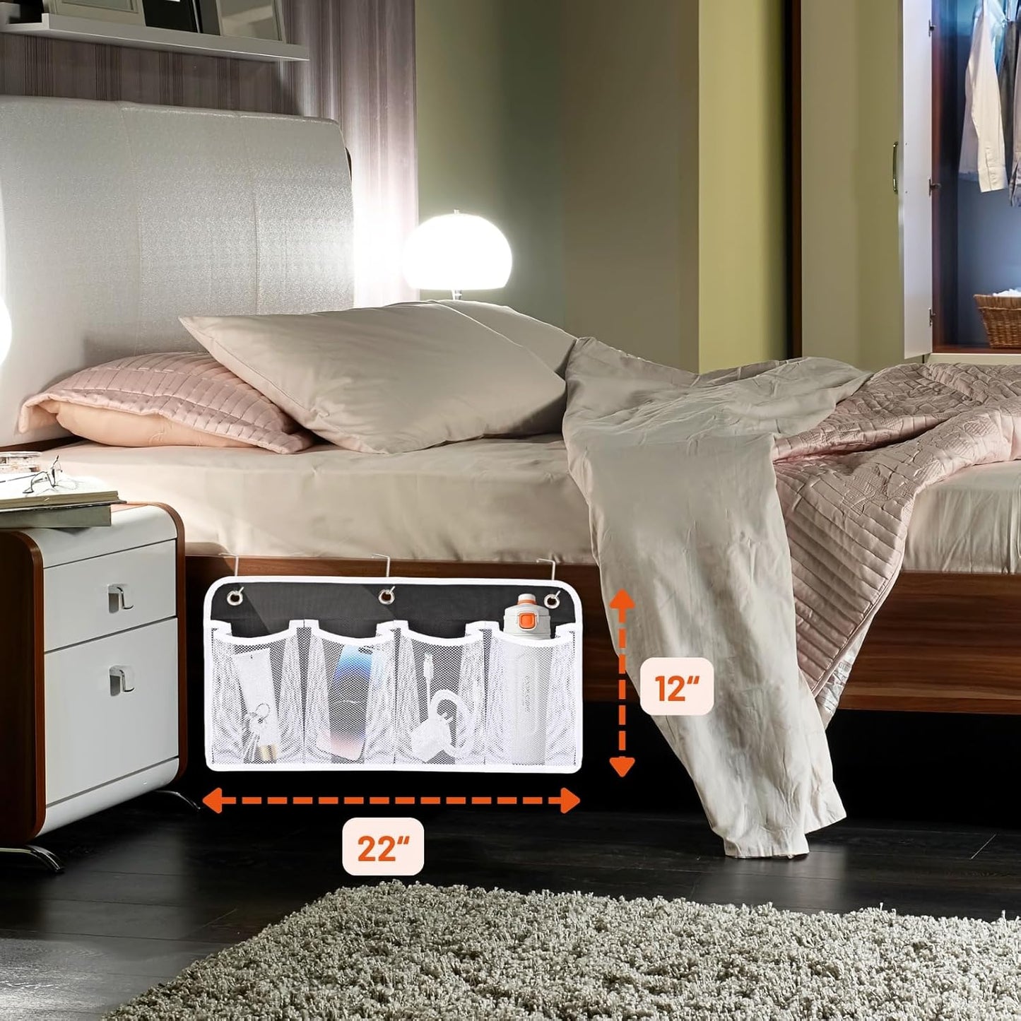 RV Shoe Storage for Bedside - 16 Extra Large Pocket Entryway Shoes Rack | Wall Mounted Bed Hanging Pocket Organizer, Bedside Caddy for Shoes and Tool Accessories, RV & Camper Essentials 2 Pack