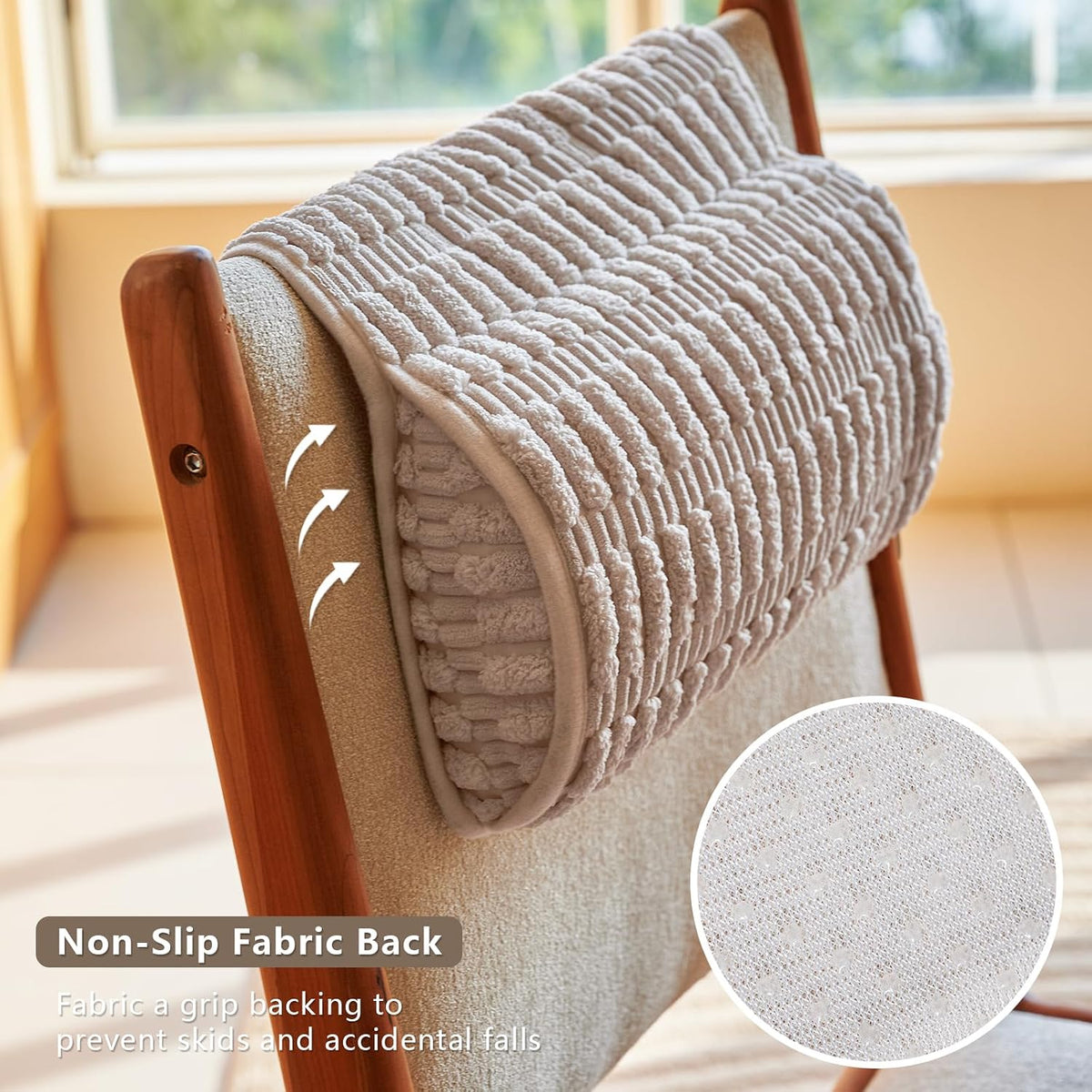 Headrest and Support Pillow,Recliner Pillow for Neck, Head, or Foot for Office or Massage Chairs, Neck Pain Relief and Cervical Support. Nonslip, Zipped Cover.(Cream, 5.5" Wx13 Lx3 H)