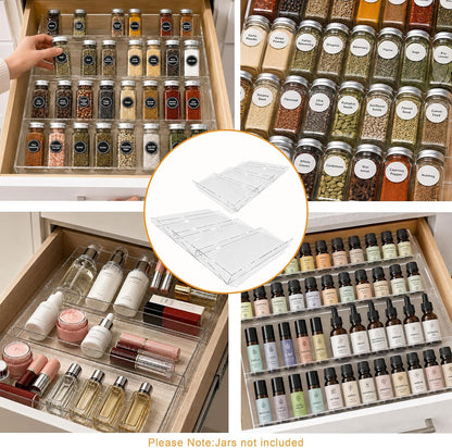 Spice Drawer Organizer,4 Tier Clear Acrylic Spice Rack for Drawer | Expandable 11.8 to 23.6,Seasoning Organizer Tray for Kitchen Drawer,Keep Spice Labels Visible and Easy to Grab,Organizer Only
