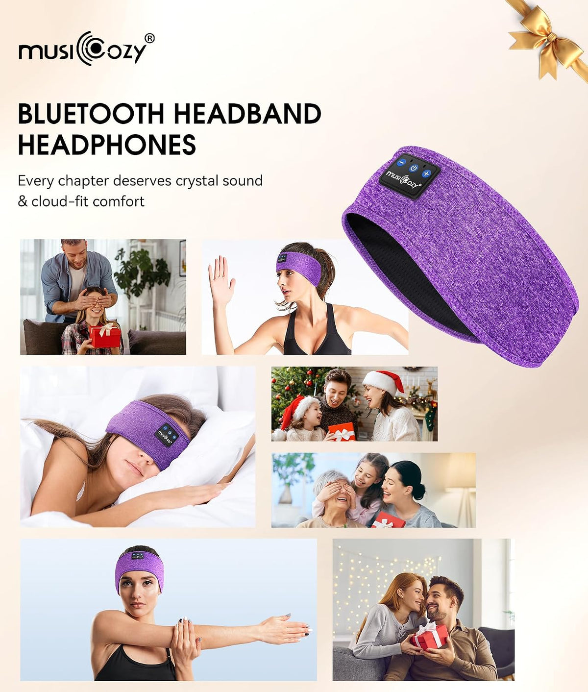 MUSICOZY Bluetooth 5.4 Sleep Headphones Headband Sports Wireless Audio