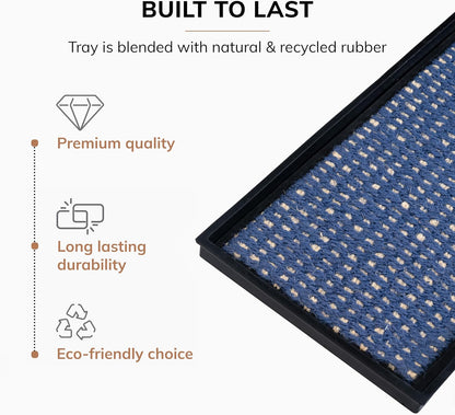 Anji Mountain Heavy Duty Waterproof Rubber Shoe Storage Mat Organizer/Boot Storage Tray Multi Use For Entryway with Coir, Tan Insert, Fits 2 Pair (24.5" Wide)