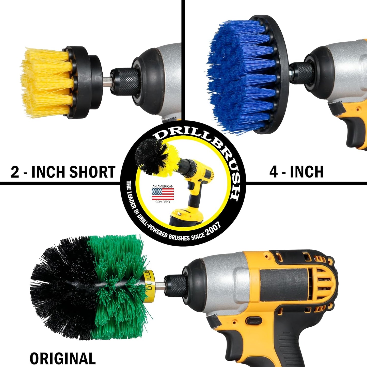 Drillbrush Shower Scrubber Drill Attachment - Car Detailing Tools - | Dishwasher Safe Drill Brush Scrubber For Cleaning Tubs, Sinks, Tile, Grout, Flooring, Carpet, Leather, Seats, Boats,