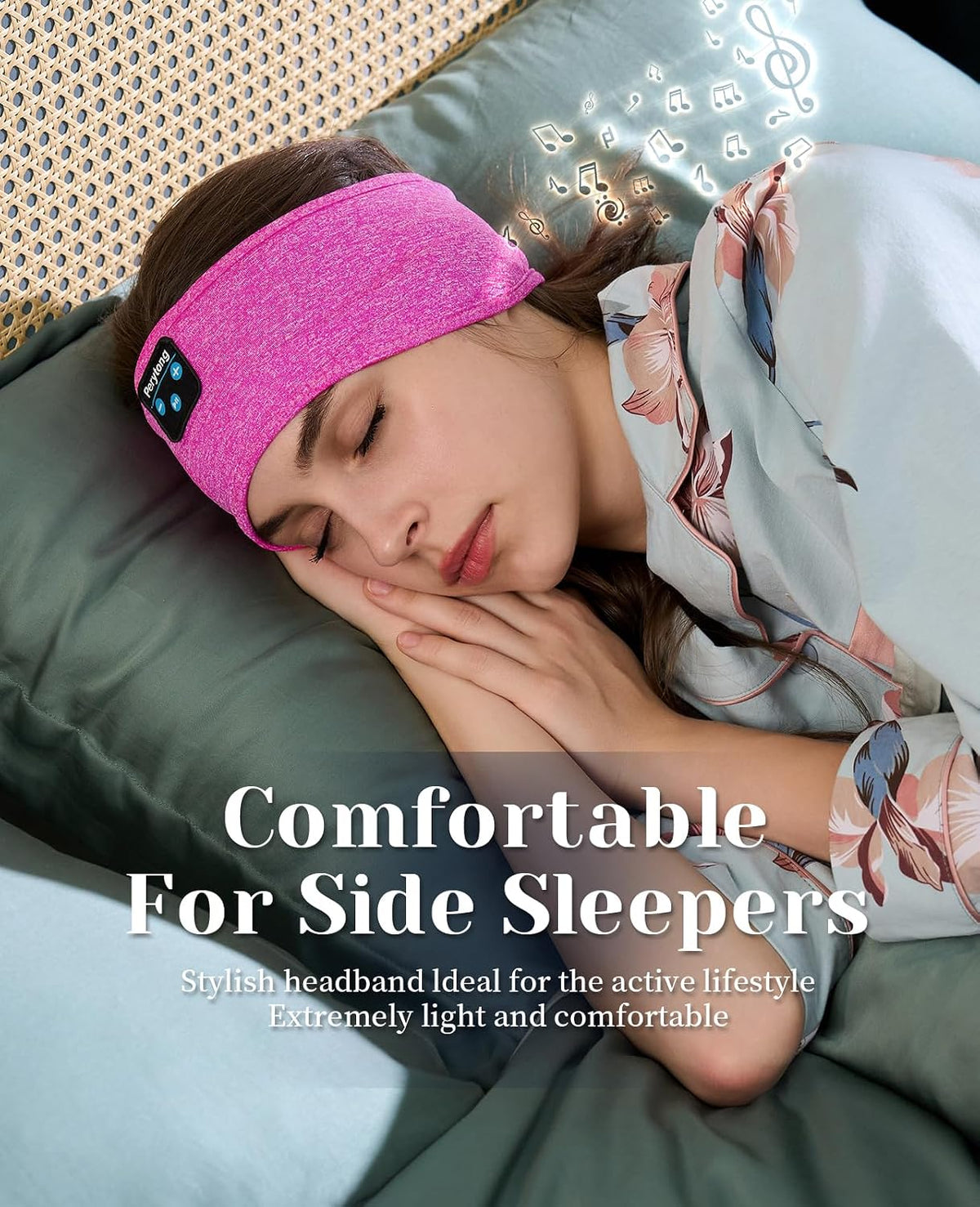 Perytong Sleeping Headphones Bluetooth Headband, Soft Long Time Play Sleeping Headsets with Built in Speakers Perfect for Workout,Running,Yoga,Travel, Darkgray