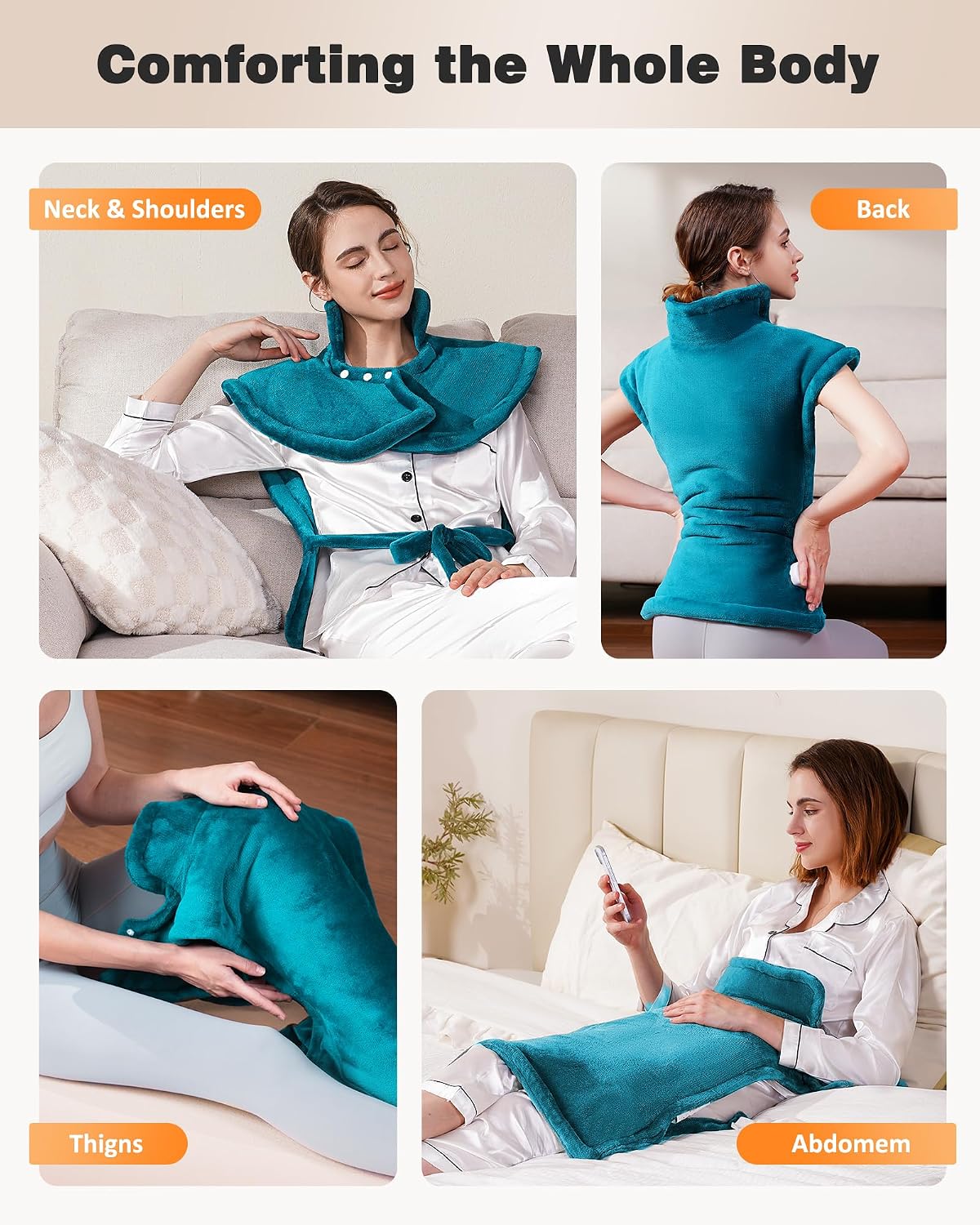 Yokimisu Heating Pad for Neck, Shoulders and Back Pain Relief, 2.5lb Weighted Large 24"x33" Wearable Electric Heating Pad, Fast Heating, ETL Certified, Gift for Women and Men, Ideal for Mom & Dad-Grey